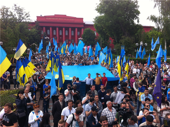 After Crimea’s illegal annexation there is more attention to Crimean Tatars in Ukraine. On the photo: Kyiv, May 2014, demonstration devoted to 70 anniversary of Crimean Tatar deportation ~