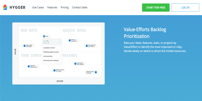 Hygger Value-Efforts Backlog Prioritization - lighweight alternative to Jira software