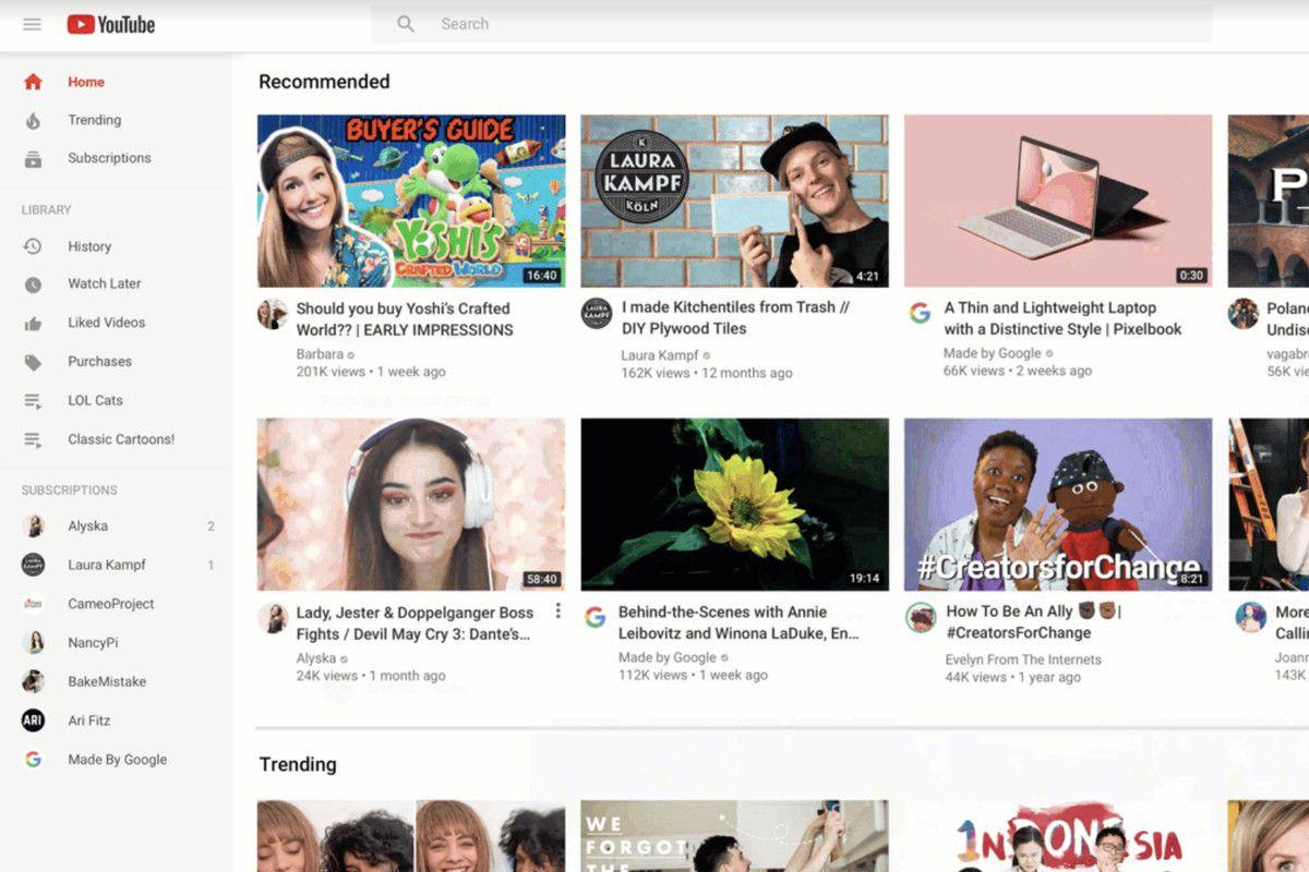 YouTube homepage