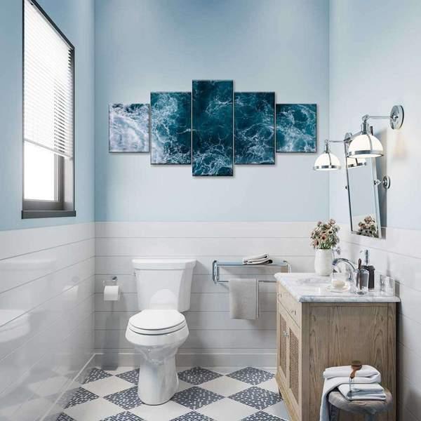 Blue Ocean Waves Multi Panel Canvas Wall Art