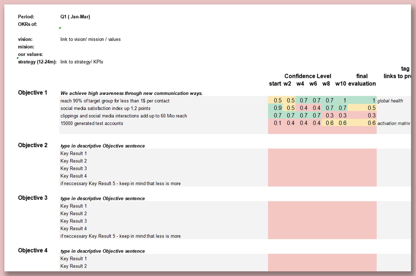 how to create an excel task list