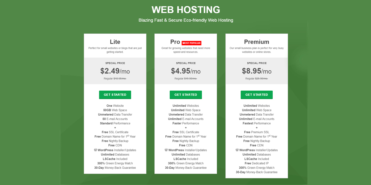 Web hosting plan