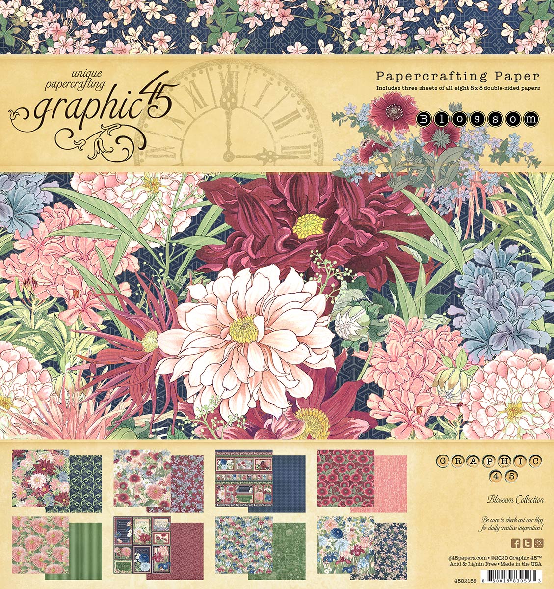 Graphic 45 Floral Shoppe Collection 8 x 8 Paper Pad 4501697 2018 