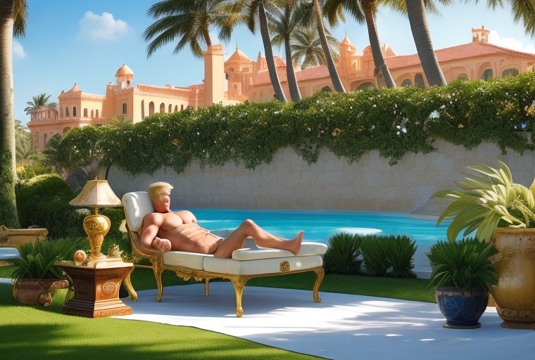 AI Generated image of Donald Trump sunbathing
