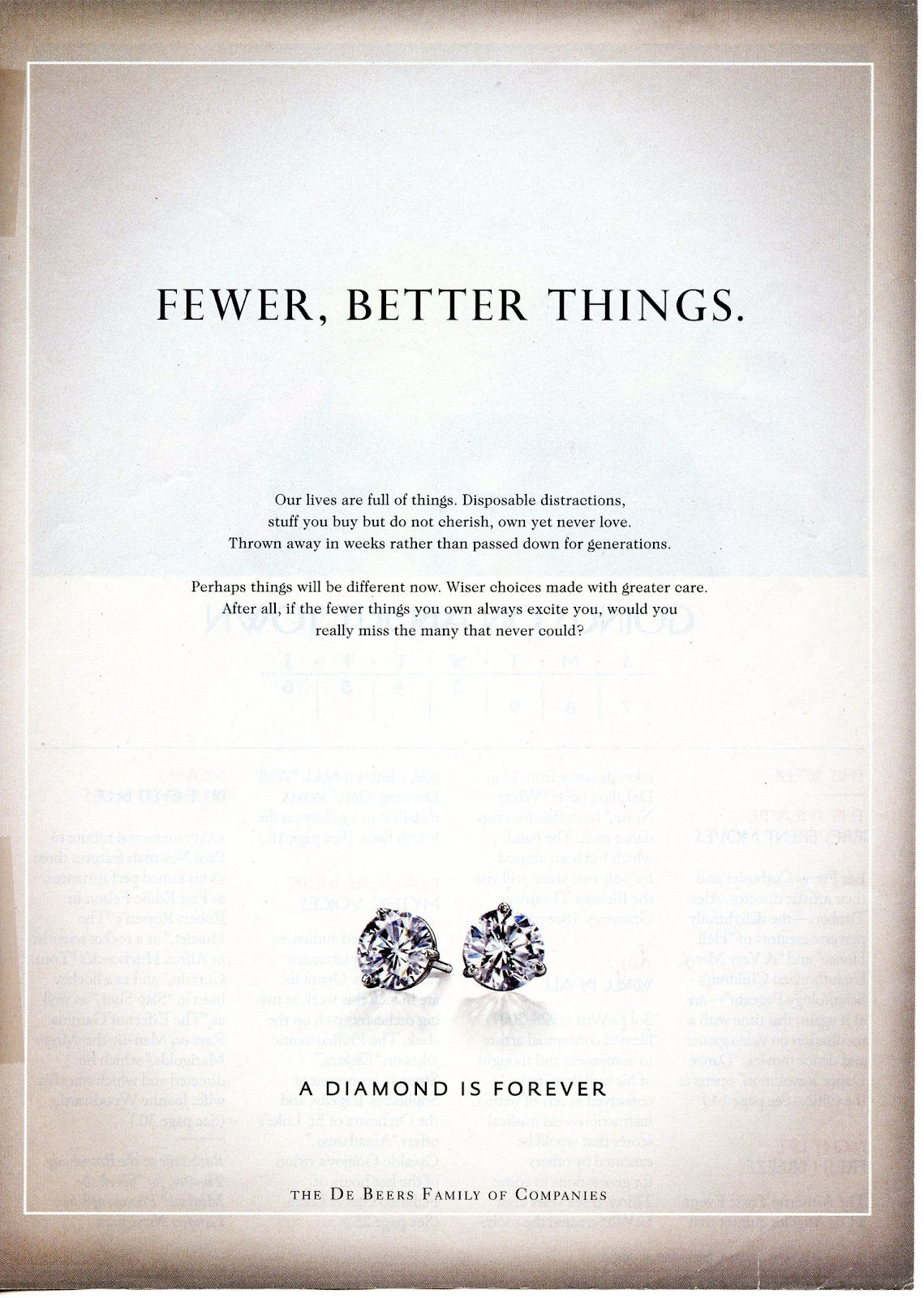 example of de beers ad during the recession.