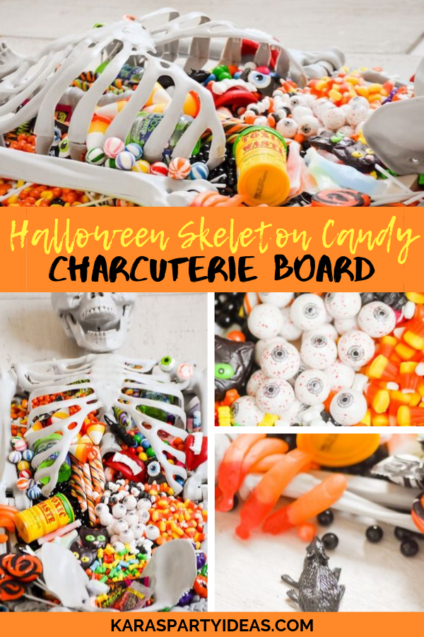 Halloween Skeleton Candy Charcuterie Board via Kara's Party Ideas - KarasPartyIdeas.com