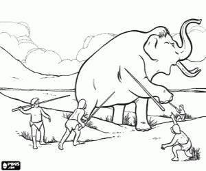 Resultado de imagen de dibujo hombre prehistorico cazando
