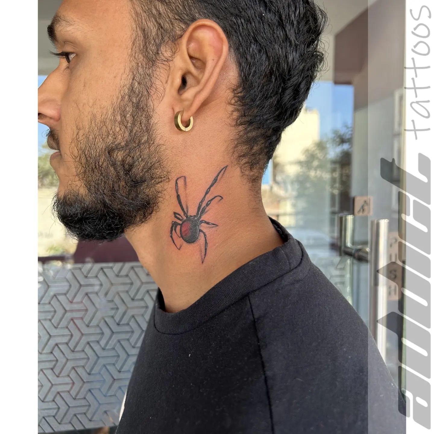 3D Spider Behind The Ear Tattoo