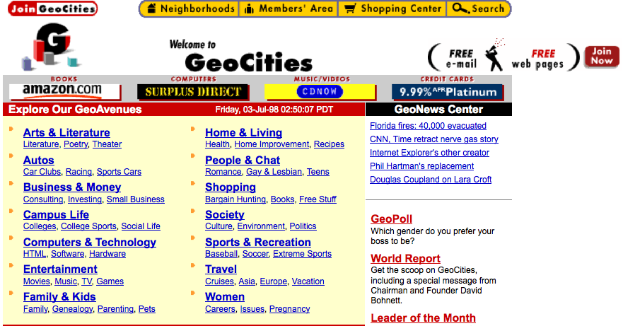 geocities homepage