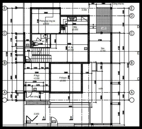 Bản vẽ chi tiết mặt bằng bố trí nội thất tầng 2 của biệt thự mini đẹp 8x13m