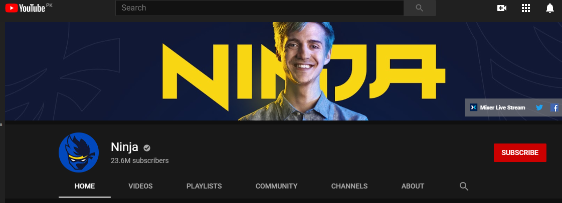 Ninja has over 23 million subscribers on YouTube.