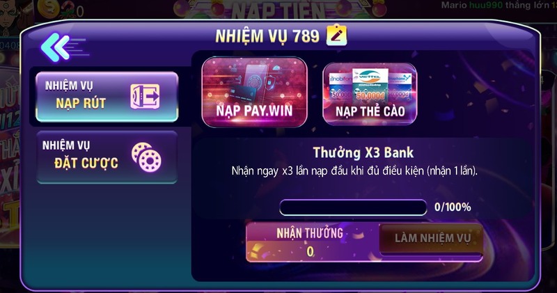 Hướng dẫn nhận thưởng mỗi ngày tại 789 Club