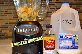 Image result for frozen banana, milk, vanilla extract in blender