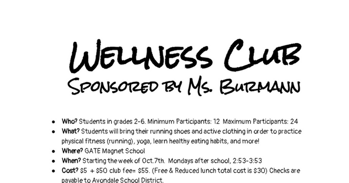Wellness Club Flyer