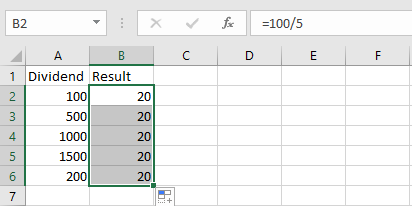 Point to remember when you Divide Numbers in Excel