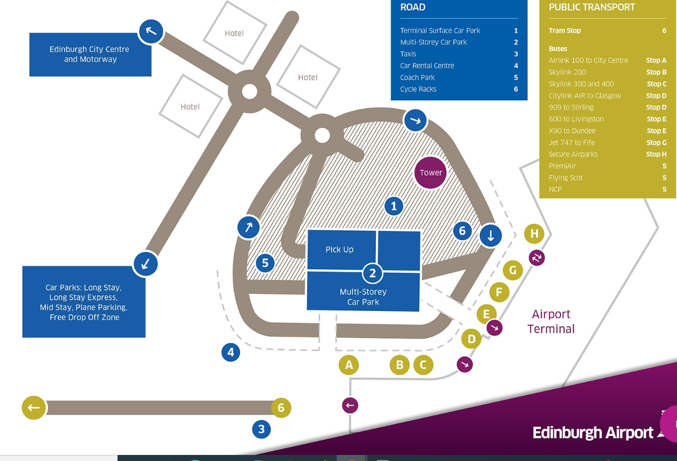 Carte de l'aéroport d'Édimbourg