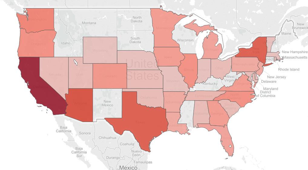 Heat map of survey takers for pour over dripper survey