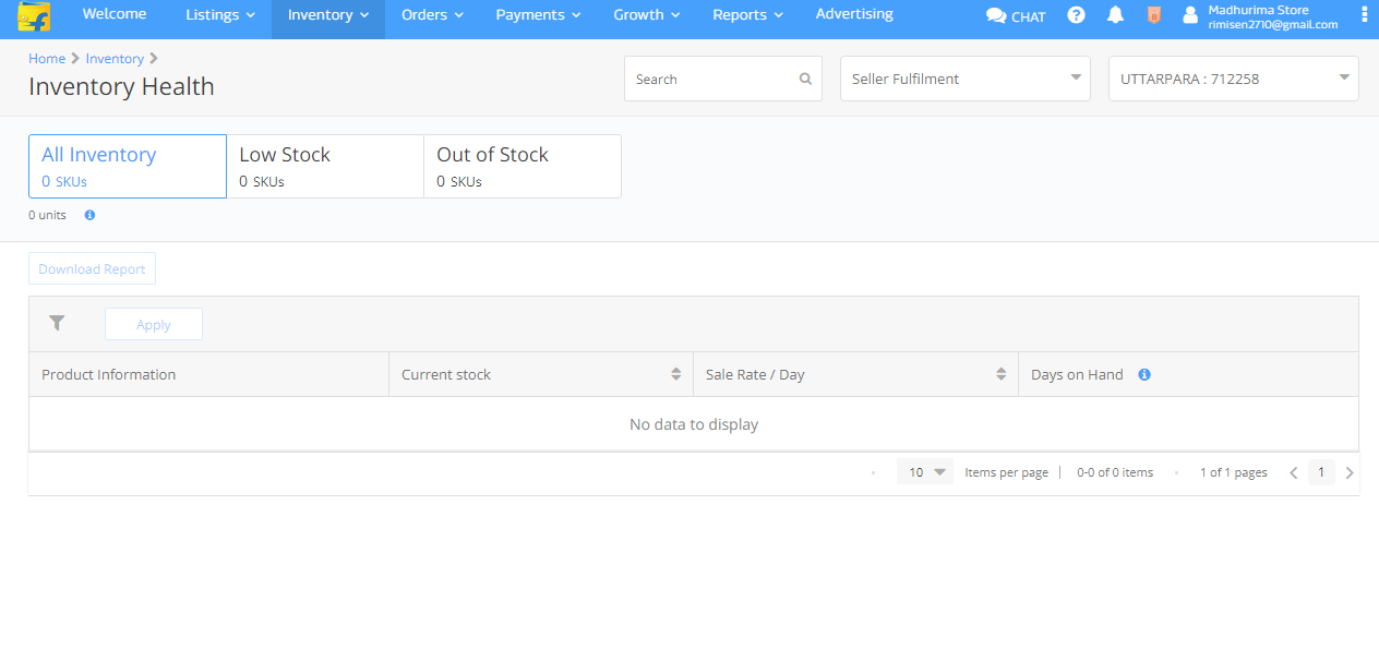 flipkart seller inventory health