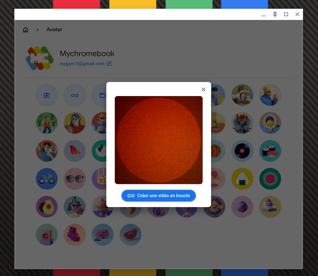 Un gif animé comme image de profil pour ChromeOS