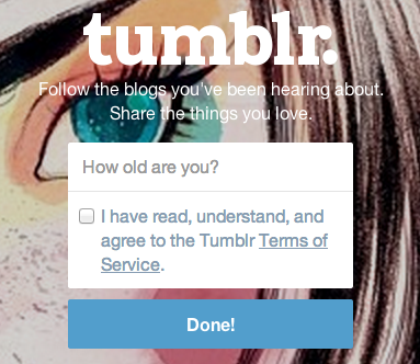 tumblr signup process age
