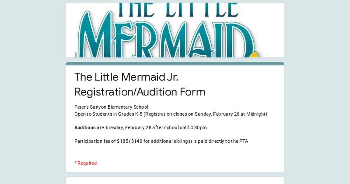 The Music Man Jr. Audition Form