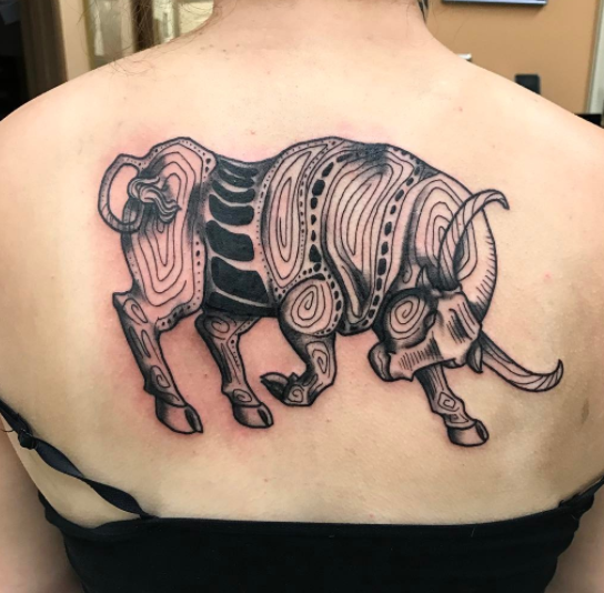 Bull tattoos on back