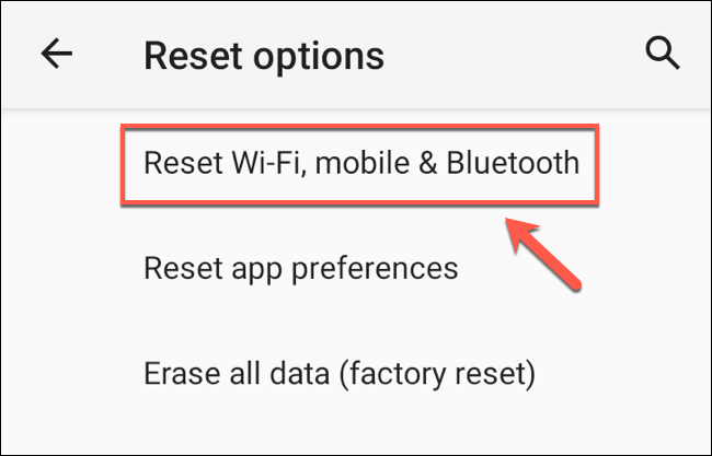 In the "Reset Options" menu, tap the "Reset Wi-Fi, Mobile & Bluetooth" option.
