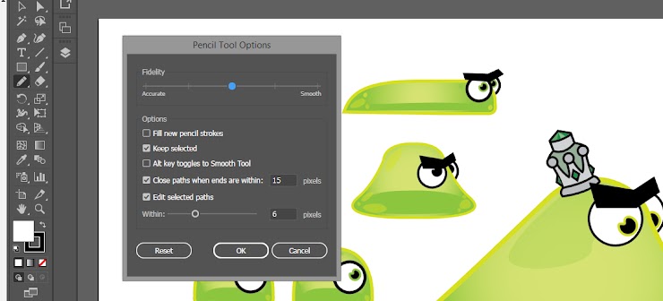 This is the Pencil Tool Options Panel...