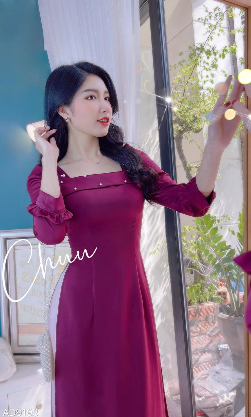 Áo Dài Cổ Ngọc 3 Chấm AD9193