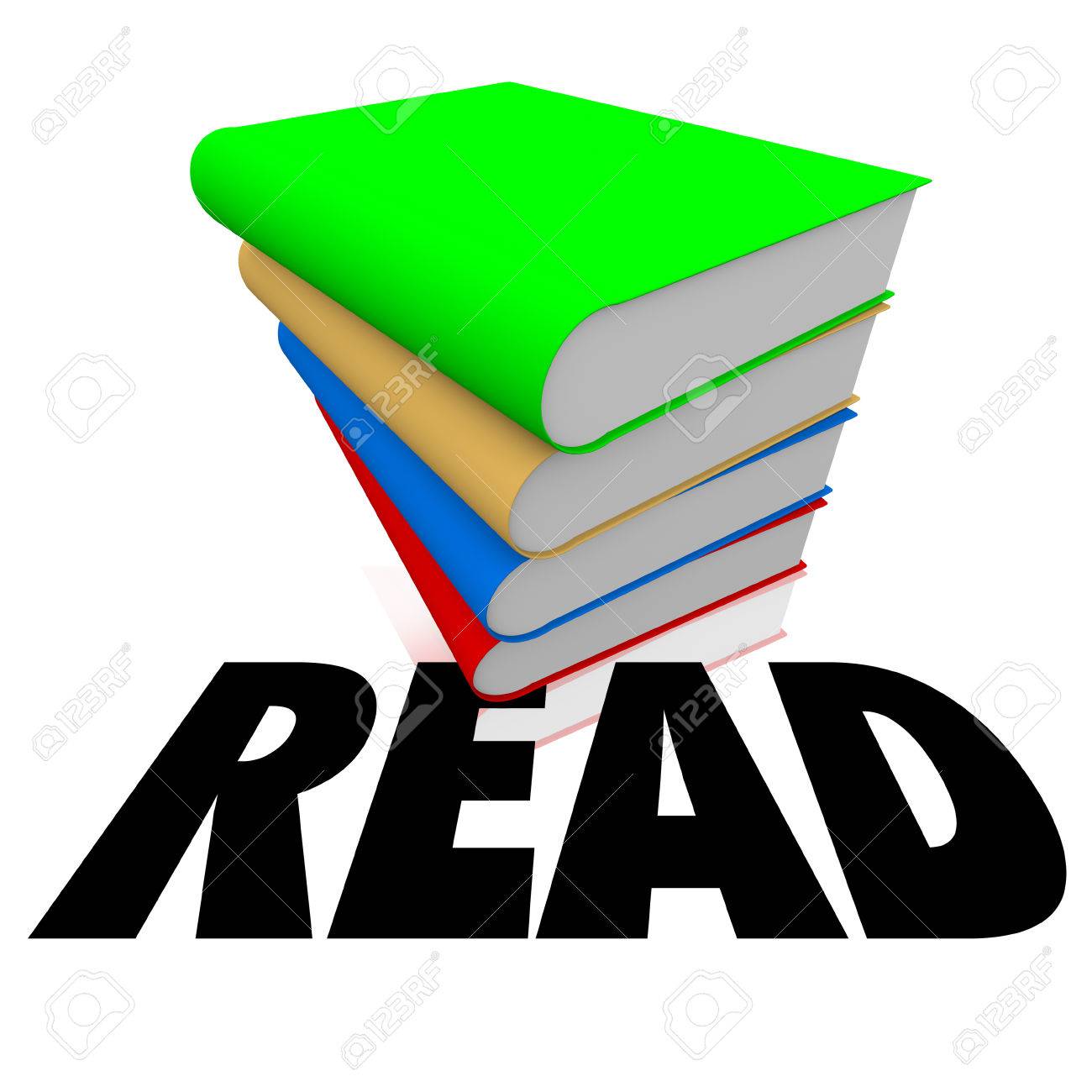 Read Word With Long Shadow On A Stack Or Pile Of Books For Learning Or  Education At A School Or Library Stock Photo, Picture And Royalty Free  Image. Image 50191436.