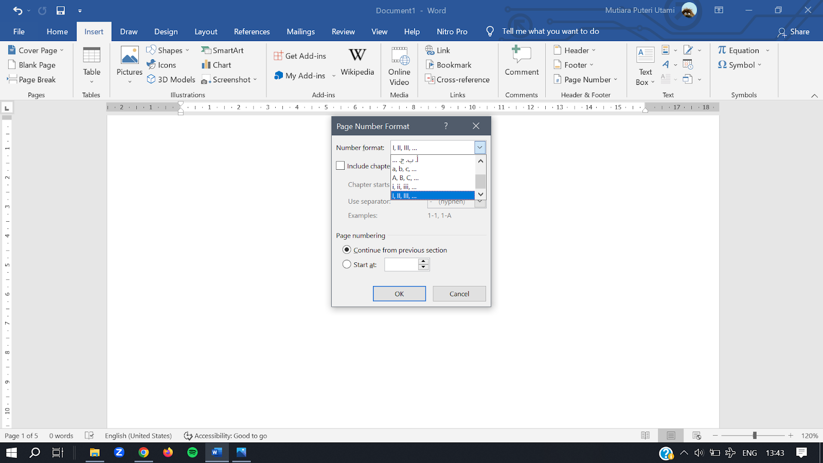 Cara membuat nomor romawi di word