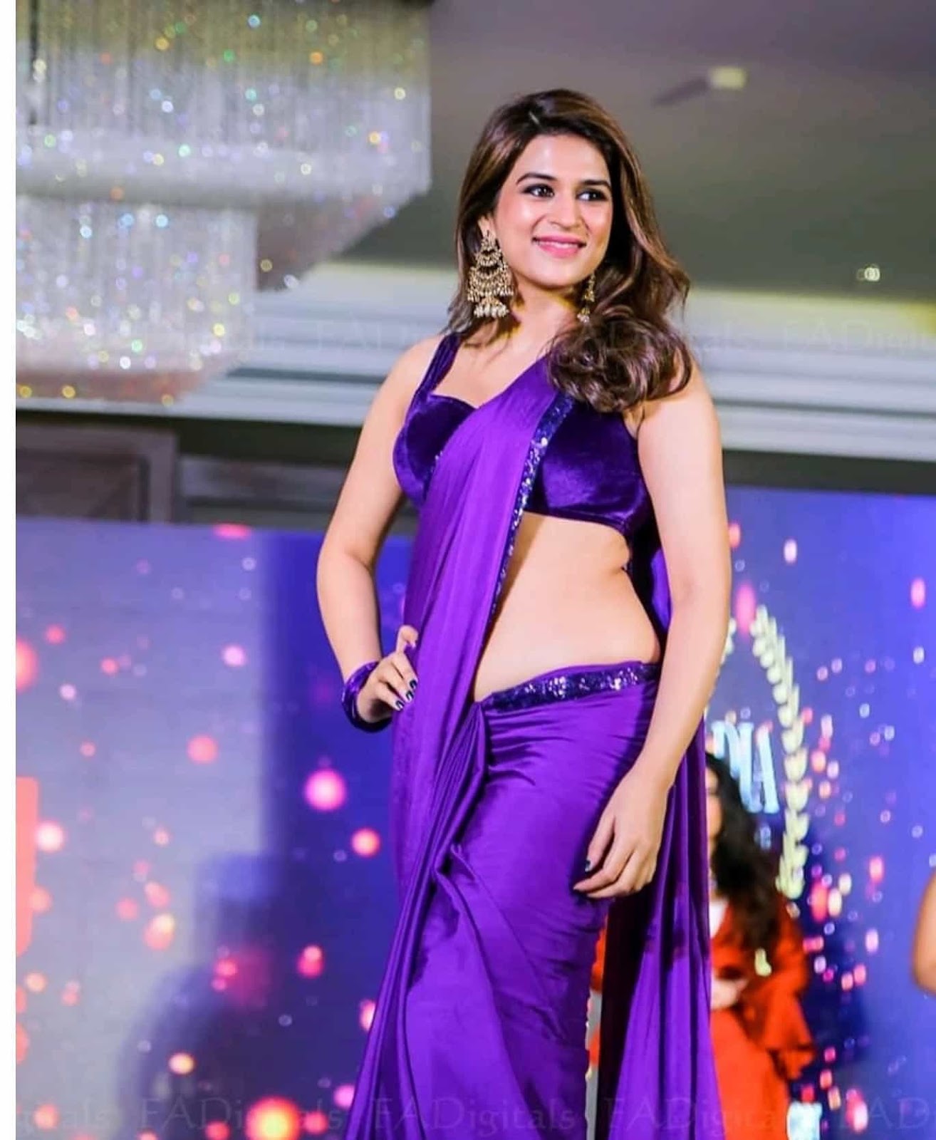 Shraddha Das Stunning In Purple Saree 