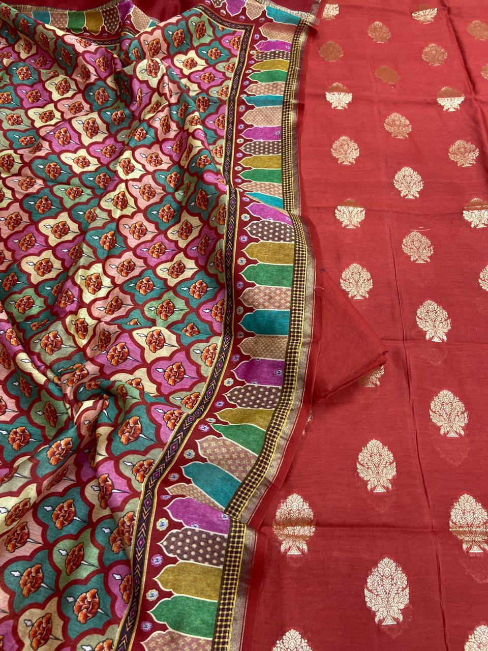 Banarasi chanderi zari weaving Suits