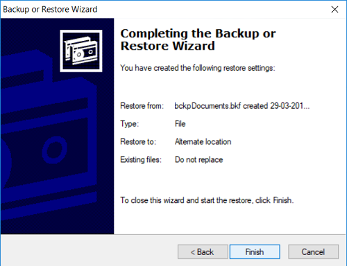 Restore BKF file