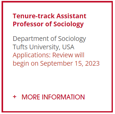 A screen shot of a job posting for a Associate Professor of Sociology positionat Tufts University