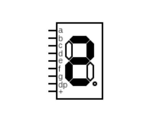Standartinis anodinis 7 segmentų grandinės ekranas, rodantis skaičių 2