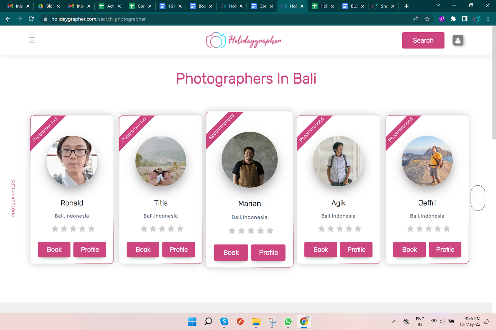 Holidaygrapher's photographers in Bali