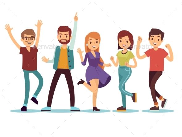 Happy Smiling Dancing Young Persons at Christmas | Cartoon people, Party  cartoon, Cartoons vector