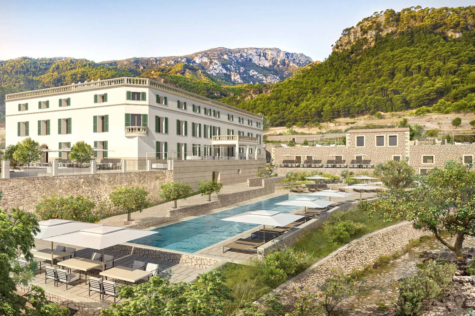 A list of new hotels 2023 opening in Europe, all boutique hotels with stylish decor and pools.