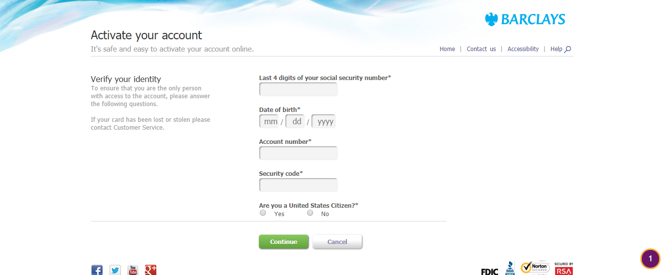 Activate your account Verify identity