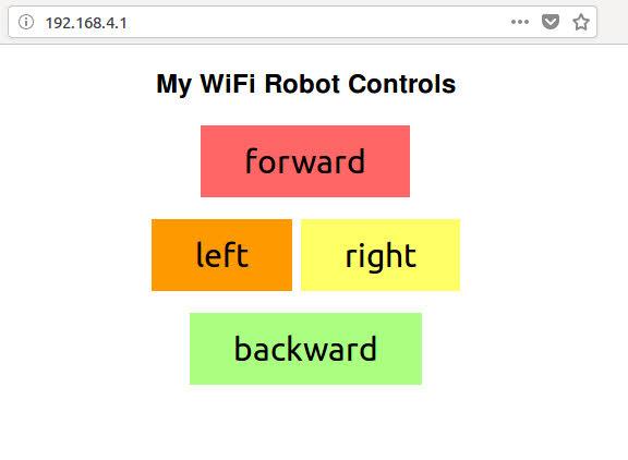 This is an image showing the control buttons that appear on the Wifi Robot kit's webserver.