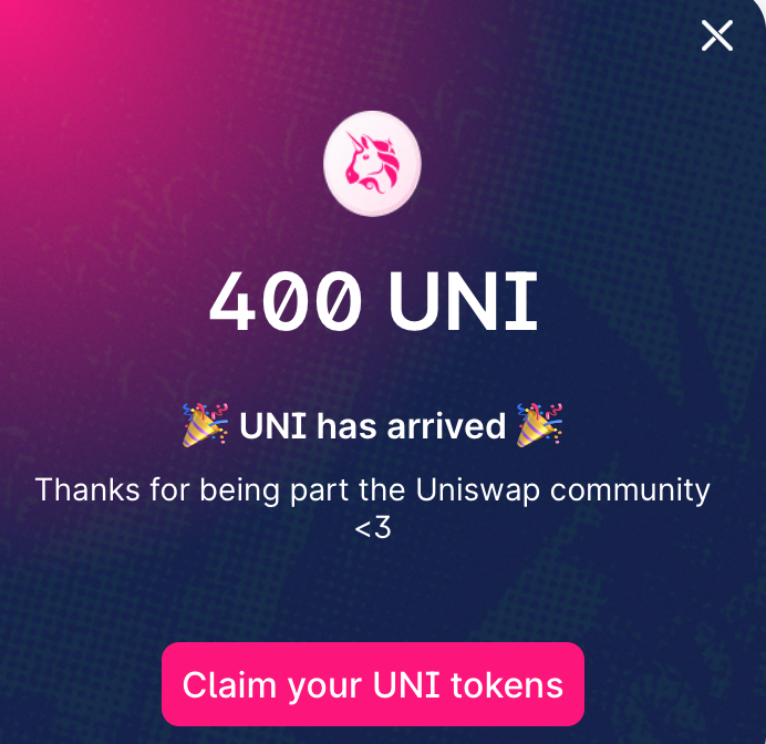 UNI Crypto Token Airdrop.