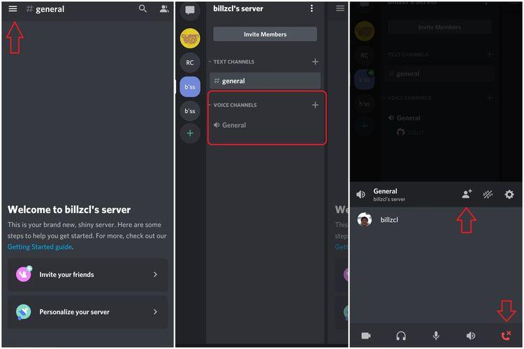 Cara membuka voicechat di server Discord.