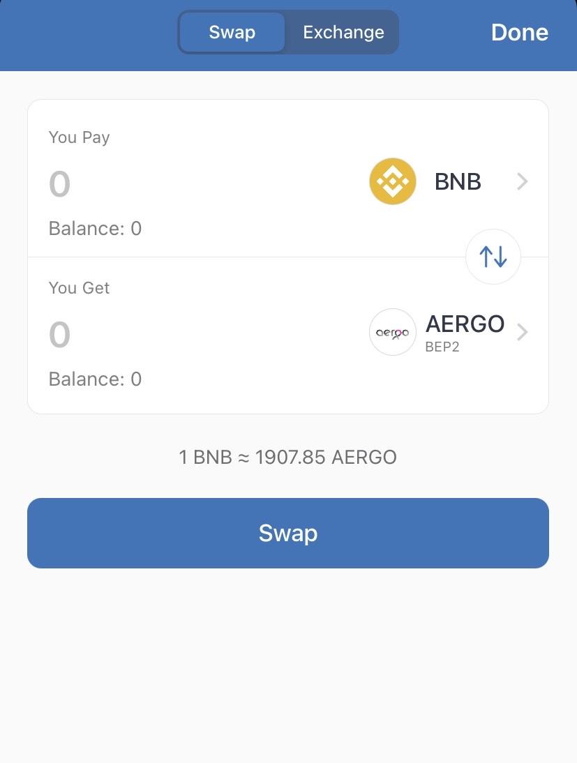 Trust Wallet exchange function in action