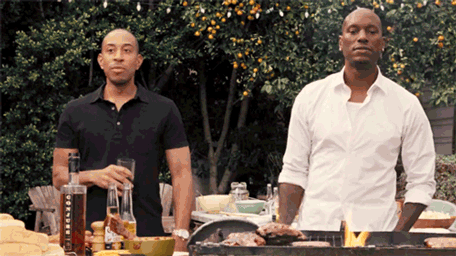Tej Parker (Ludacris) doing a spit take in Fast and Furious 6[[MORE]]Don’t spit on the food!For pics, clips and more GIFs of food and drinks in Fast and Furious 6, click here!