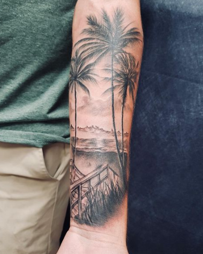 Road Side Palm Tree Tattoo