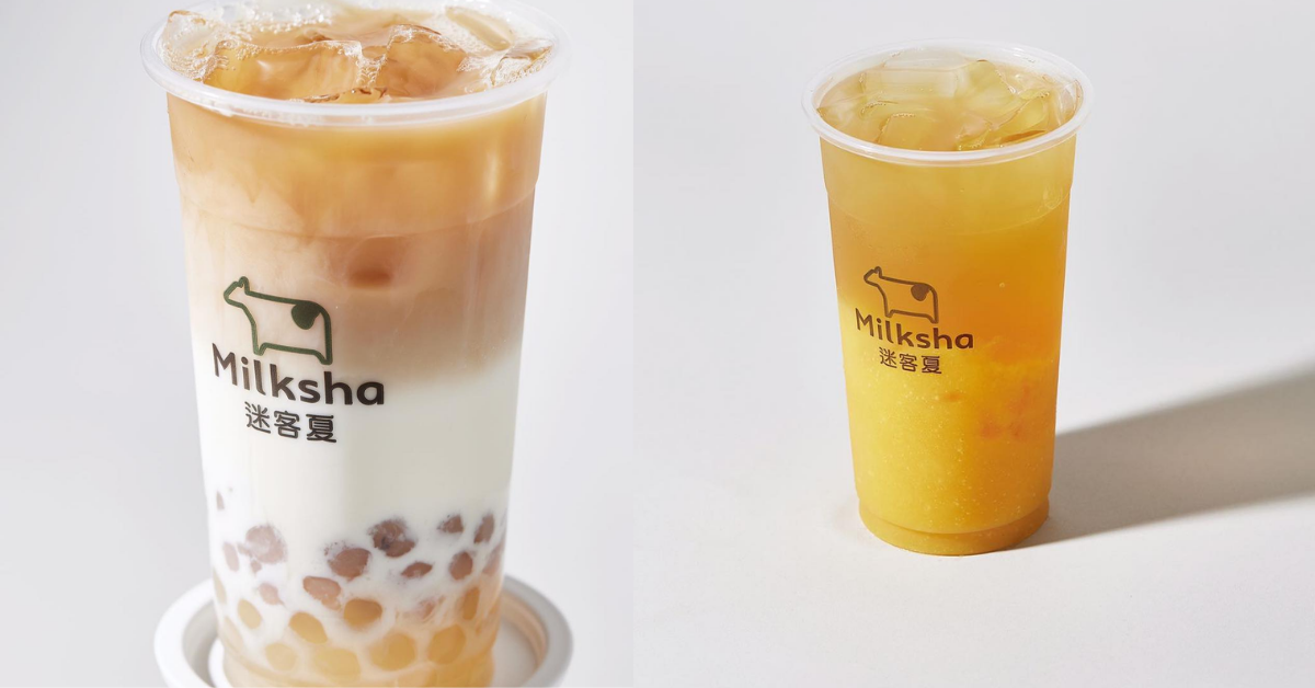 Oolong Tea Latte with Honey Pearls and Taro Ball / Mango Green Tea