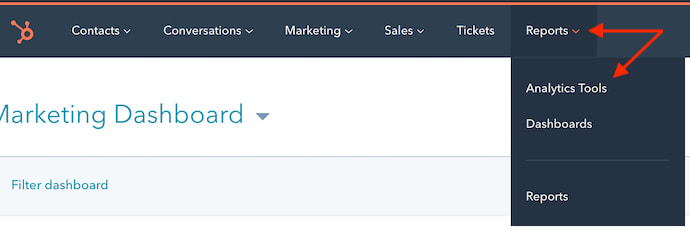 Analytics Tools option in HubSpot