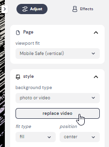 replacing background video in a hatch template